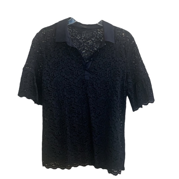 Banana Republic Navy Lace Bell Sleeve Top with Matching Camisole Size M - Picture 4 of 9